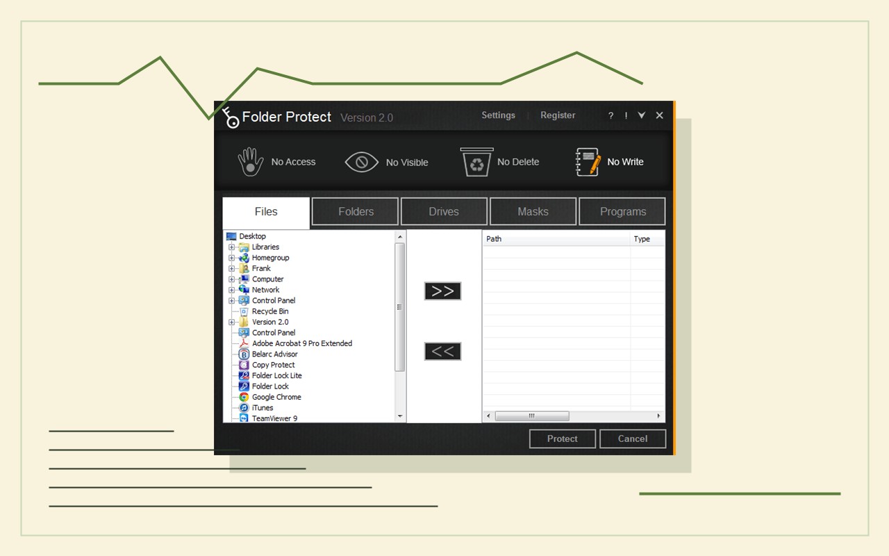 Folder Protect write control interface for booth artwork testing
